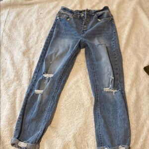 Stylish Blue Distressed Women's Jeans